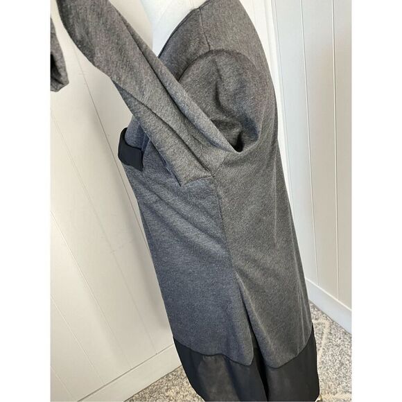 Womens Size Medium Mini Dress Gray Black Hi Low Sheer Bottom Long Sleeve - Picture 9 of 10
